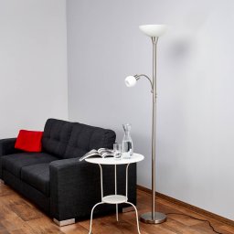 Lindby floor lamp Elaina, 180 cm, nickel-coloured, reading light
