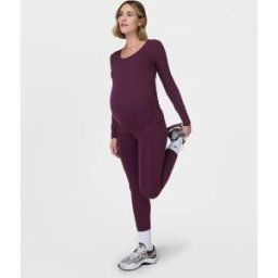 Sweaty Betty All Day Maternity Long Sleeve Top Midnight Cherry Purple womens