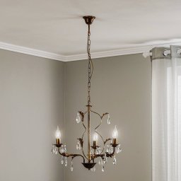 ONLI Teresa chandelier with crystals, 3-bulb