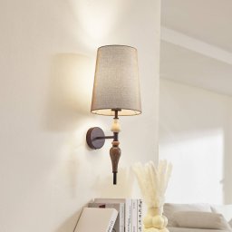 Lindby Haldorin wall light, grey/black, textile, 58 cm