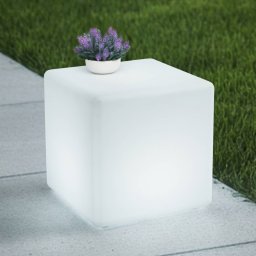 Lindby Cubara rechargeable LED outdoor light, RGB, cube, plastic