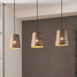 EGLO Segezia hanging light, mocha/gold-coloured, length 88 cm, 3-bulb.
