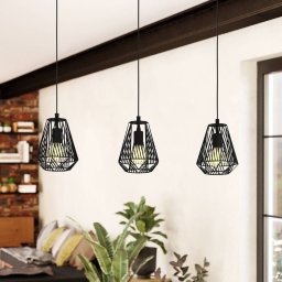 EGLO Stype hanging light, black, length 96 cm, steel, 3-bulb.