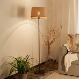 EGLO Tabley floor lamp, black/natural colour, height 153 cm, fabric