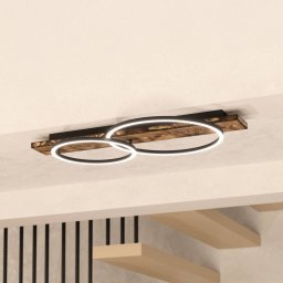 EGLO LED ceiling lamp Boyal, brown, length 78 cm, wood, 2-bulb.