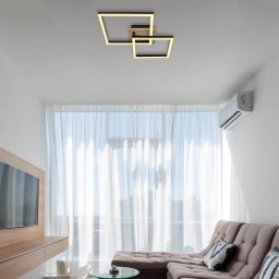 Globo Bossy LED ceiling lamp, length 53, black/dark wood, wood