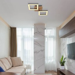 Globo Kerry LED ceiling lamp, length 46 cm, black/dark brown