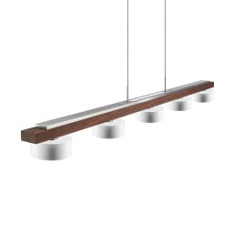 HerzBlut hanging light Estelle, wood, 130 cm, oiled walnut