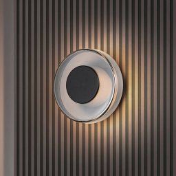 Trio Lighting LED wall light Celeste, black/chrome, Ø 22 cm glass dimmable