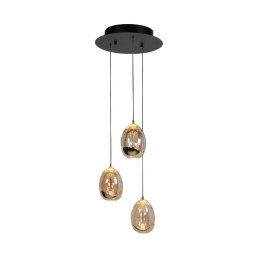 HighLight Golden Egg hanging light, amber/gold Ø 25 cm 3-light glass/metal