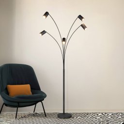 Trio Lighting Marley floor lamp, black, height 200 cm, 5-bulb, metal