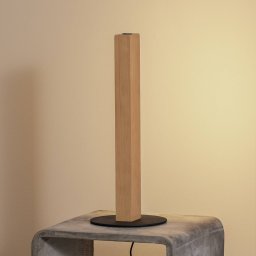 TK Lighting Teo LED wooden table lamp, beech, 42 cm, touch dimmer