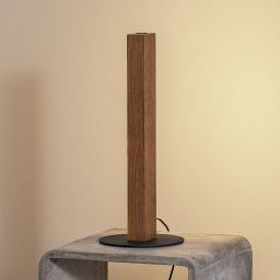 TK Lighting Teo LED wooden table lamp, pine, 42 cm, touch dimmer