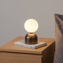 TK Lighting Miki table lamp, brown, height 21 cm, metal/glass, G9