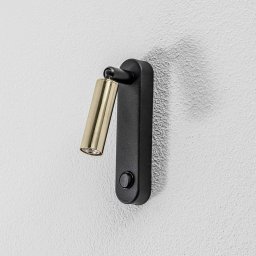 TK Lighting Enzo Long wall light, black and gold, 22 cm, adjustable, G9