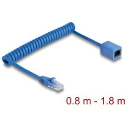 DELOCK 90366 - RJ45 Coiled Cable plug to jack Cat.6 0.8 m to 1.8 m blue