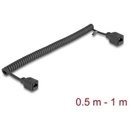 DELOCK 90669 - RJ45 Coiled Cable jack to jack Cat.5e 0.5 m to 1 m black