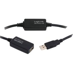 LOGILINK UA0145 - USB 2.0 cable, USB-A/M to USB-A/F, amplifier, black, 15 m