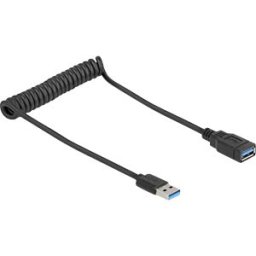 DELOCK 90367 - USB 5 Gbps Coiled Cable Type-A male to Type-A female 0.4 to 0.6