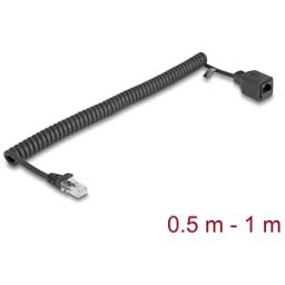 DELOCK 90668 - RJ45 Coiled Cable plug to jack Cat.5e 0.5 m to 1 m black