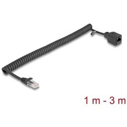 DELOCK 90672 - RJ45 Coiled Cable plug to jack Cat.5e 1 m to 3 m black