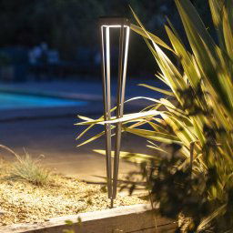 Les Jardins LED solar torch Tinka, grey, 90 cm, ground spike