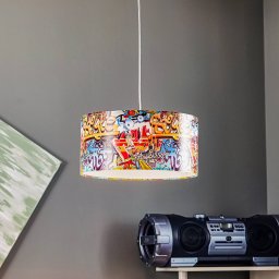 Maco Design Graffiti pendant light with colourful photo print