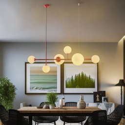 ALDEX Joel pendant light, wine red/white, 6-bulb