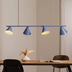 ALDEX Pendant light, shape 4, blue, metal, 4-bulb, cone, E27