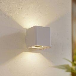 Lucande LED outdoor wall light Aaron, white, IP54, up/down