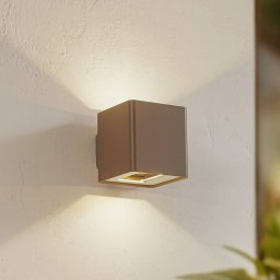 Lucande LED outdoor wall light Aaron, brown, IP54, up/down