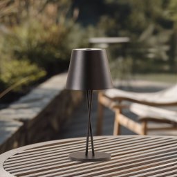 Lindby LED rechargeable table lamp Janea CROSS, black, metal
