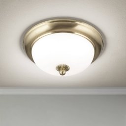 ORION Empire ceiling light, Ø 26.5 cm, brass, frosted opal glass