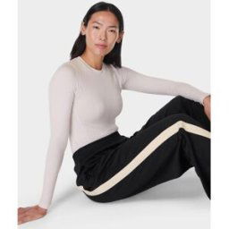 Sweaty Betty Mindful Flex Long Sleeve Top CloudWhite DustyBeige womens