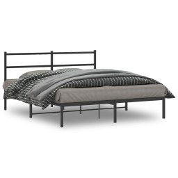 vidaXL Metal Bed Frame without Mattress with Headboard Black 160x200cm