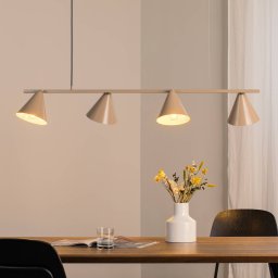 ALDEX Pendant light, shape 4, beige, metal, 4-bulb, cone, E27