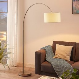 Lindby floor lamp Railyn, white, fabric, 200cm, E27