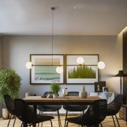 ALDEX Alison hanging light, black/white, 4-bulb, linear, 154 cm