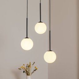 ALDEX Joel pendant light, black/white round, 3-bulb
