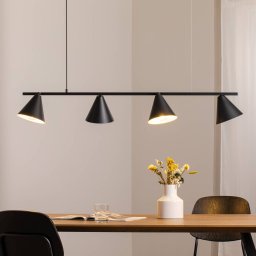 ALDEX Pendant light, shape 4, black, metal, 4-bulb, cone, E27