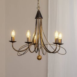 ONLI Milvia chandelier, 5-bulb, bronze-coloured, metal
