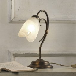 ONLI Odino table lamp, 1-bulb, bronze-coloured, metal, glass
