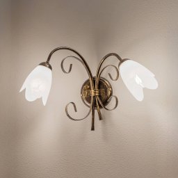 ONLI Odino wall light, 2-bulb, bronze-coloured, metal, glass