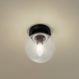 Lucande Badolo ceiling light, black, glass, Ø 15 cm, IP44