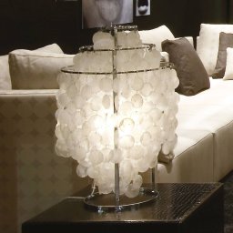 VERPAN Fun 2TM - Mother-of-pearl table lamp, chrome