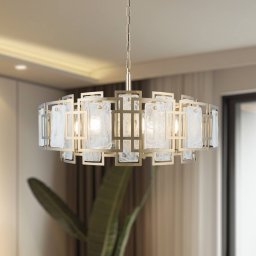 Lucea Karmella chandelier, Ø 65 cm, antique brass, 8-bulb