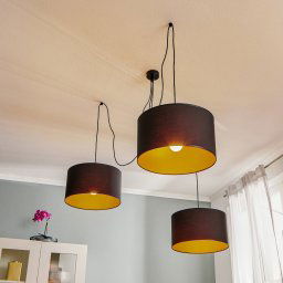 EMIBIG LIGHTING Roto 3 pendant light in black, gold lampshades inside