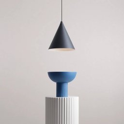 ALDEX Pendant light, black, metal, Ø 24 cm, cone, E27