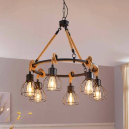 EGLO Rampside pendant light, six cage lampshades