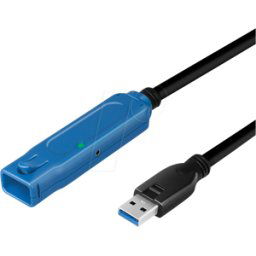 LOGILINK UA0400 - USB 3.0 cable, A connector to port, amplifier, blue/black, 20 m